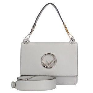 FENDI Canayef Shoulder Bag Leather Gray